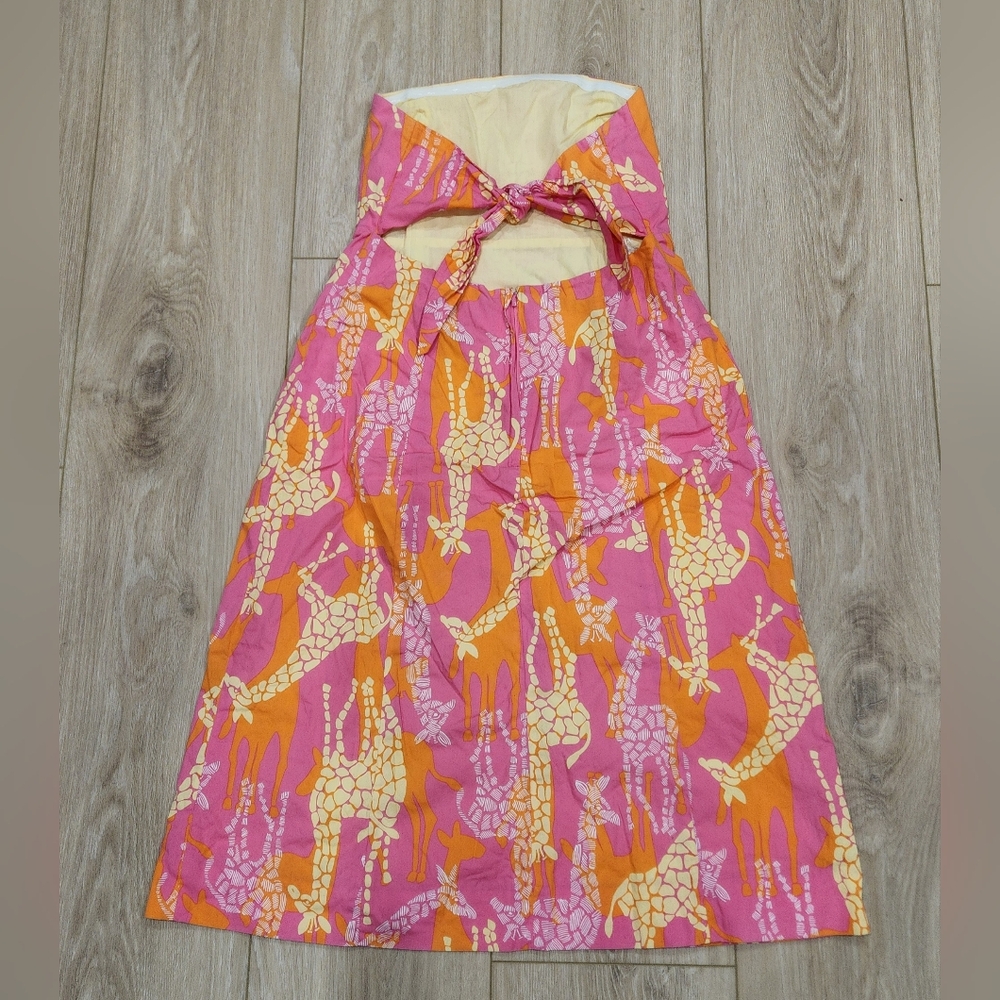 Lilly Pulitzer Strapless Giraffe Print Dress in Pink, Orange, Cream - Picture 5 of 5